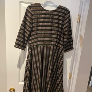 Elegant Black and Gold Striped Dress